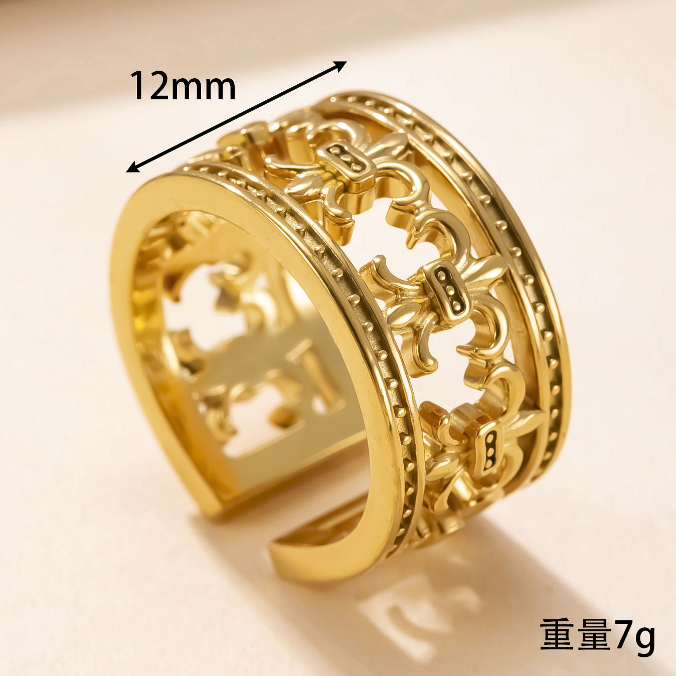 Wholesale Stainless steel punk style ring hollow cross titanium steel ring